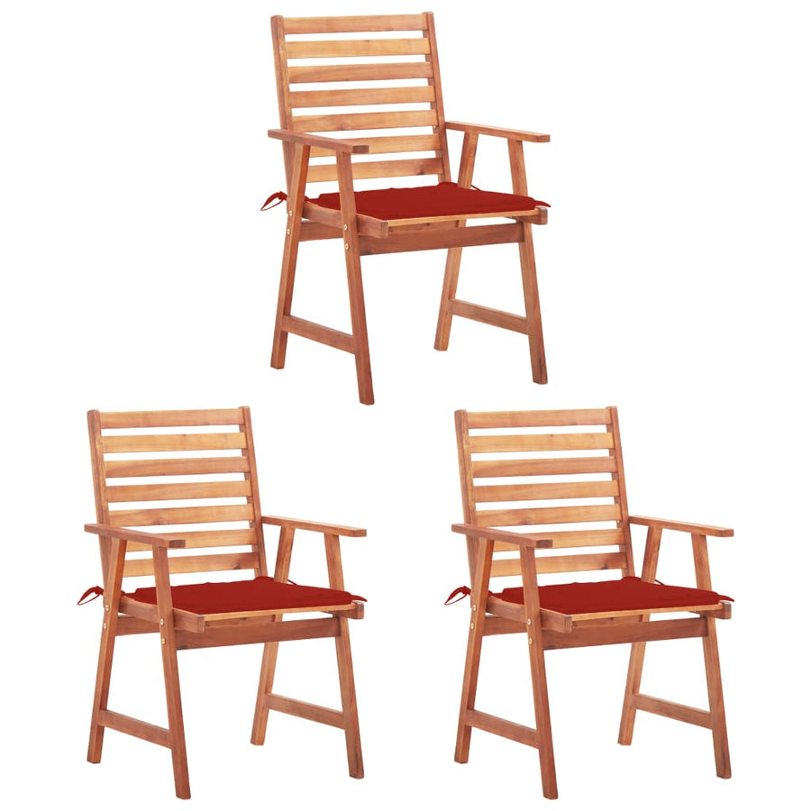 Tuinstoelen 3 St Met Kussens Massief Acaciahout Rood