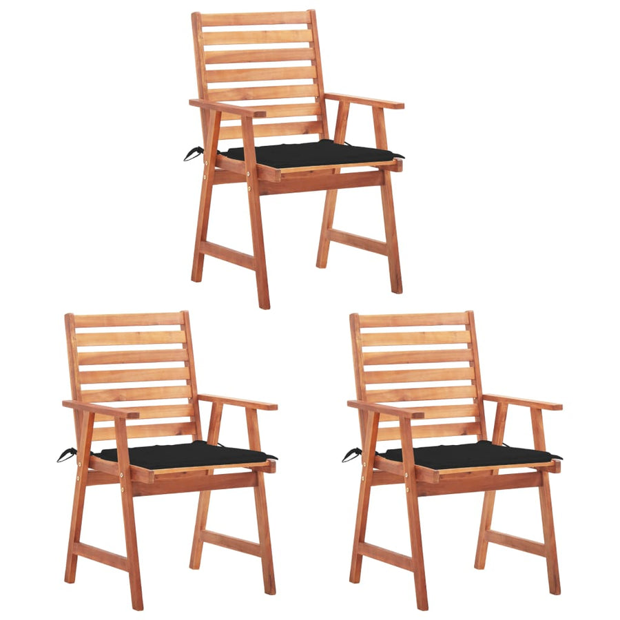 Tuinstoelen 3 St Met Kussens Massief Acaciahout 1 Zwart