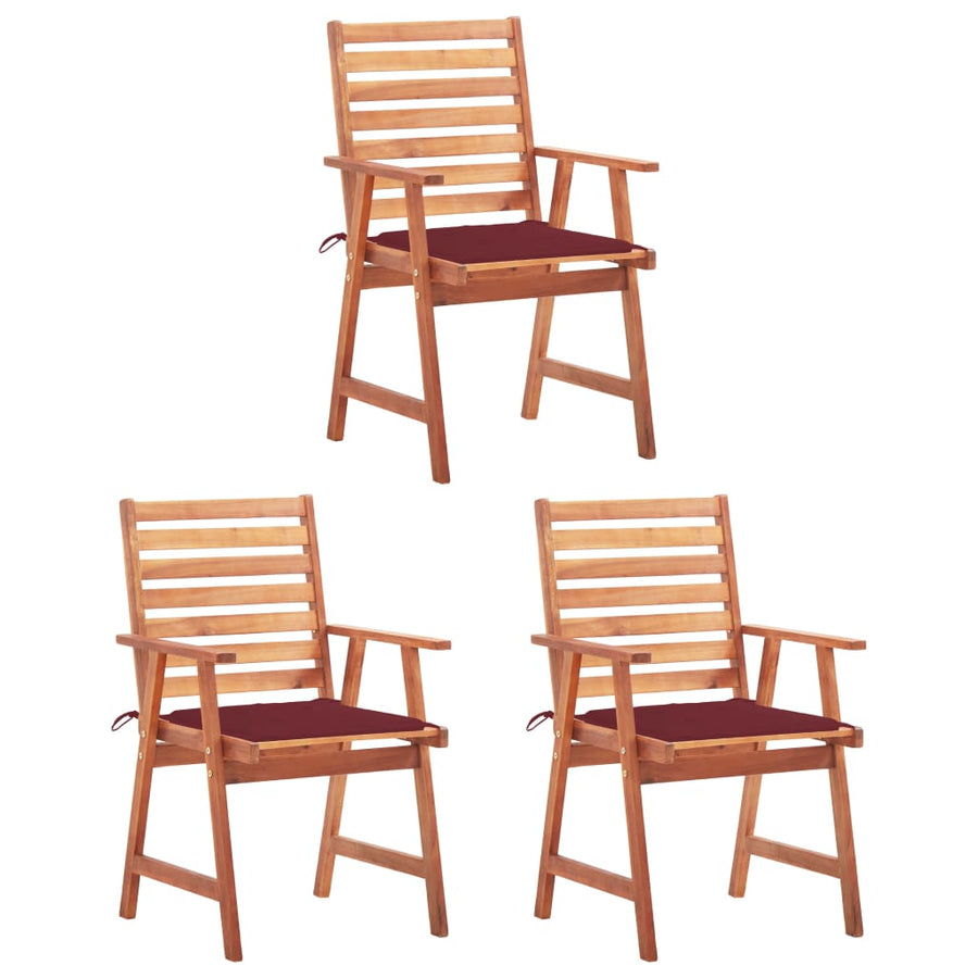 Tuinstoelen Met Kussens Massief Acaciahout 3 Wijnrood