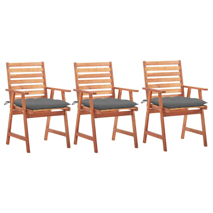 Tuinstoelen 3 St Met Kussens Massief Acaciahout Grijs