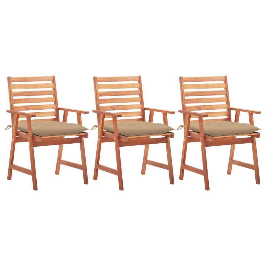 Tuinstoelen 3 St Met Kussens Massief Acaciahout Beige