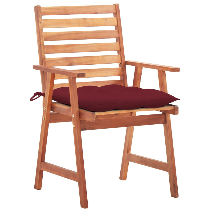 Tuinstoelen 3 St Met Kussens Massief Acaciahout Wijnrood