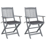 Garden Chairs 2 pcs Foldable with Cushions Solid Acacia Wood