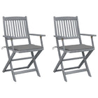 Garden Chairs 2 pcs Foldable with Cushions Solid Acacia Wood