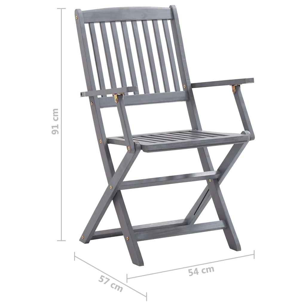 Tuinstoelen Inklapbaar Met Kussens Massief Acaciahout 2 Grijs