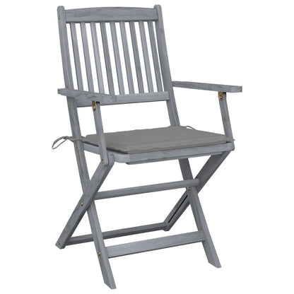 Tuinstoelen Inklapbaar Met Kussens Massief Acaciahout 2 Grijs