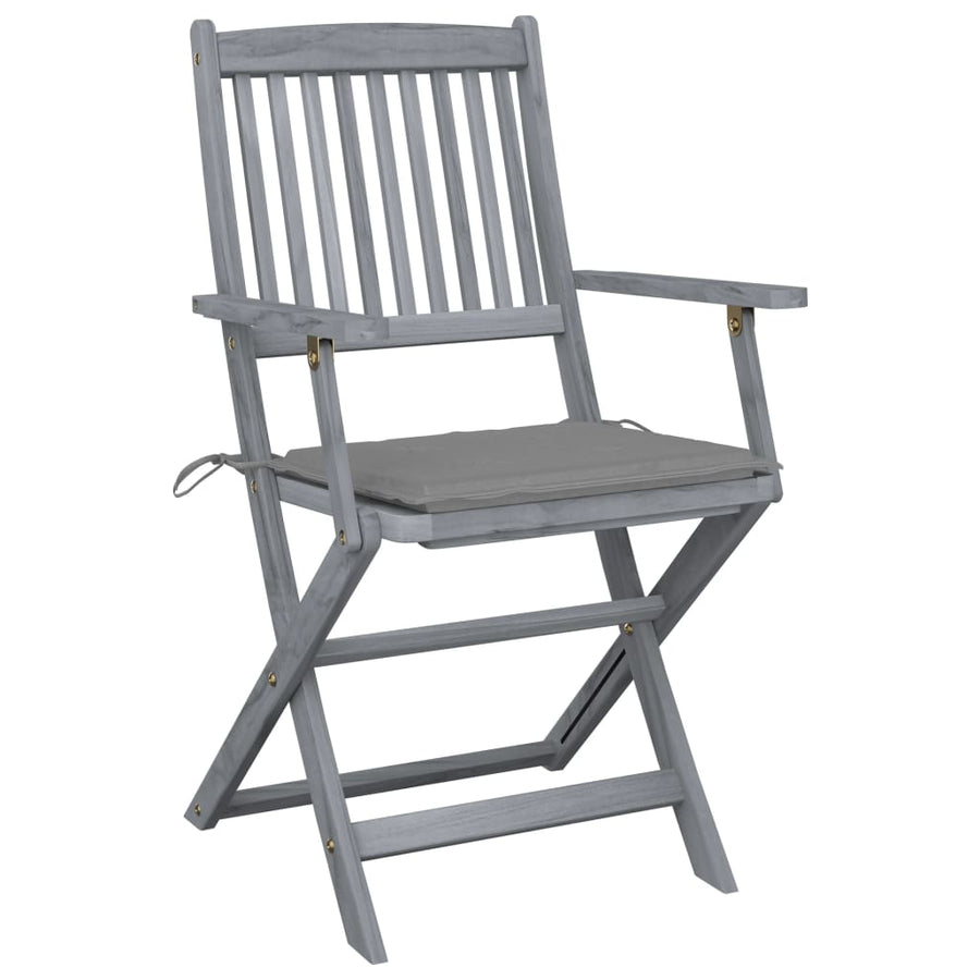 Tuinstoelen Inklapbaar Met Kussens Massief Acaciahout 2 Grijs