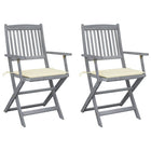 Garden Chairs 2 pcs Foldable with Cushions Solid Acacia Wood
