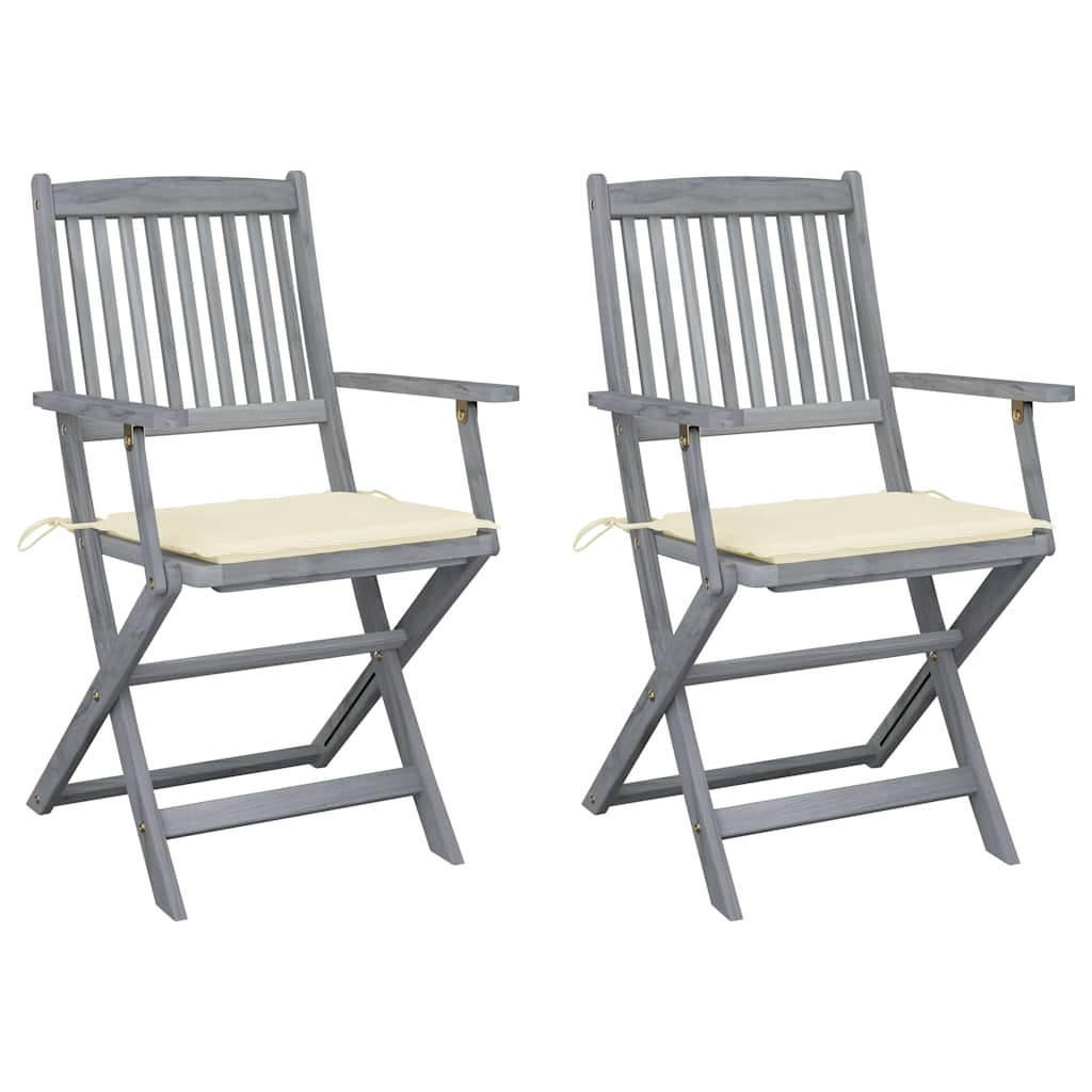Tuinstoelen Inklapbaar Met Kussens Massief Acaciahout 2 Crème