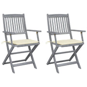 Garden Chairs 2 pcs Foldable with Cushions Solid Acacia Wood