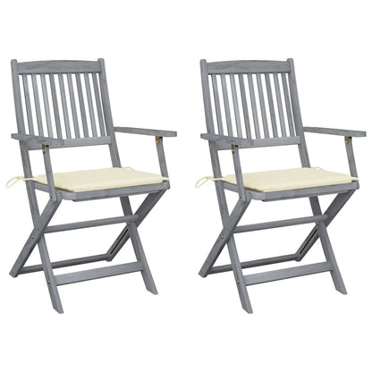 Tuinstoelen Inklapbaar Met Kussens Massief Acaciahout 2 Crème