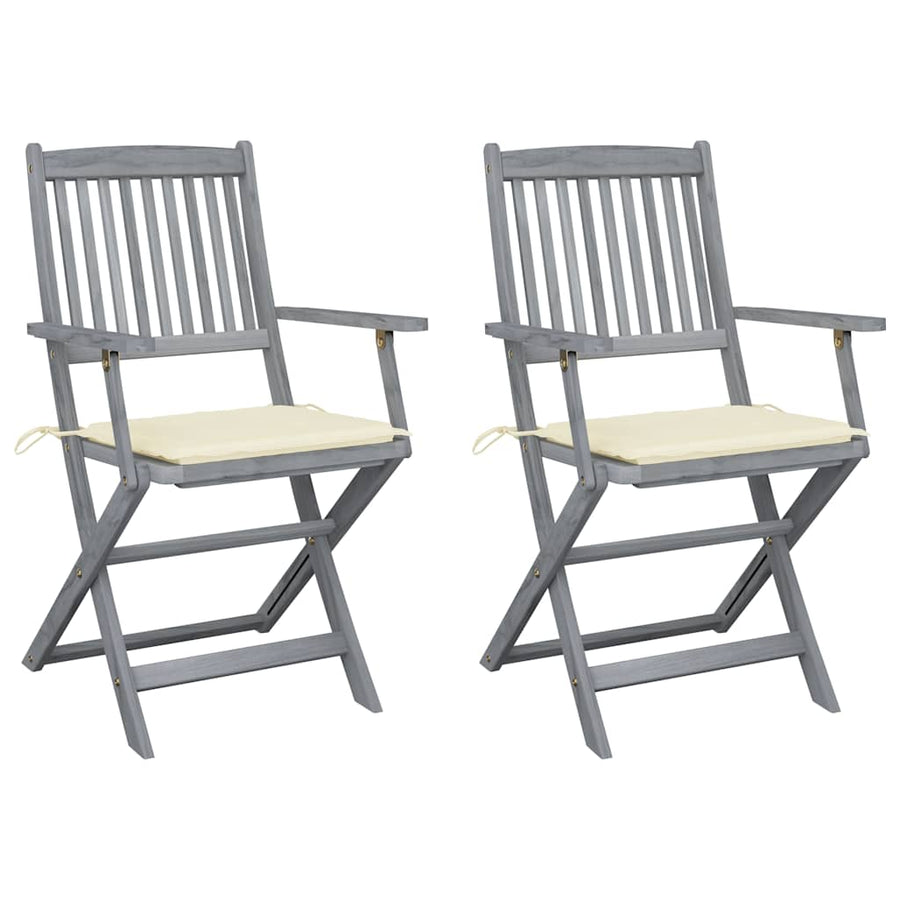 Tuinstoelen Inklapbaar Met Kussens Massief Acaciahout 2 Crème