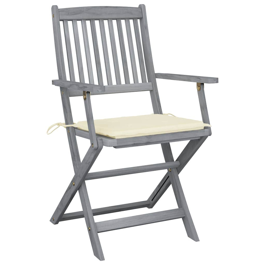 Tuinstoelen Inklapbaar Met Kussens Massief Acaciahout 2 Crème