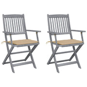 Tuinstoelen inklapbaar massief acaciahout 2 stuks grijs