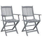 Garden Chairs 2 pcs Foldable with Cushions Solid Acacia Wood