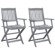 Tuinstoelen 2 st massief acaciahout inklapbaar