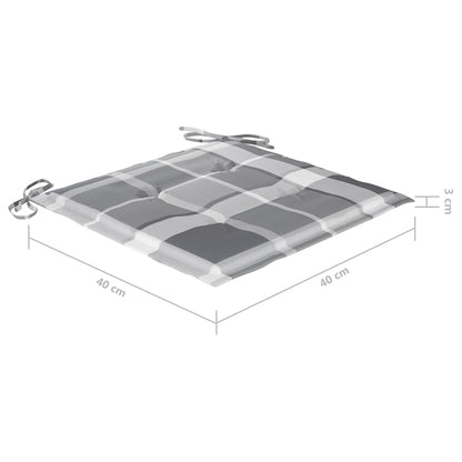Tuinstoelen 2 St Inklapbaar Met Kussens Massief Acaciahout 1 Grijs ruitpatroon
