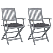 Tuinstoelen 2 st massief acaciahout inklapbaar