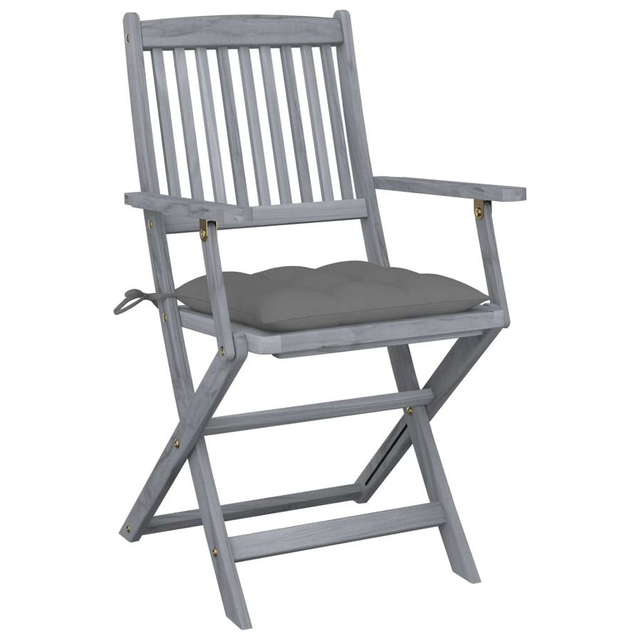 Tuinstoelen Inklapbaar Met Kussens Massief Acaciahout 2 Grijs
