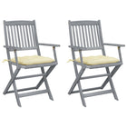 Garden Chairs 2 pcs Foldable with Cushions Solid Acacia Wood