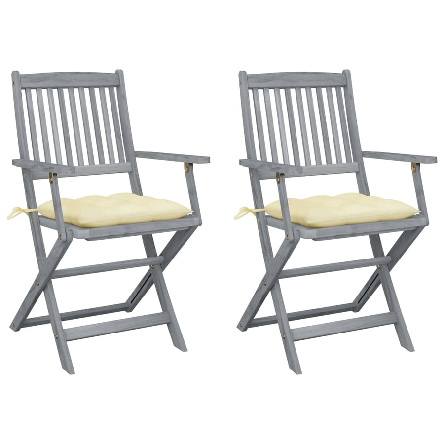 Tuinstoelen Inklapbaar Met Kussens Massief Acaciahout 2 Crème