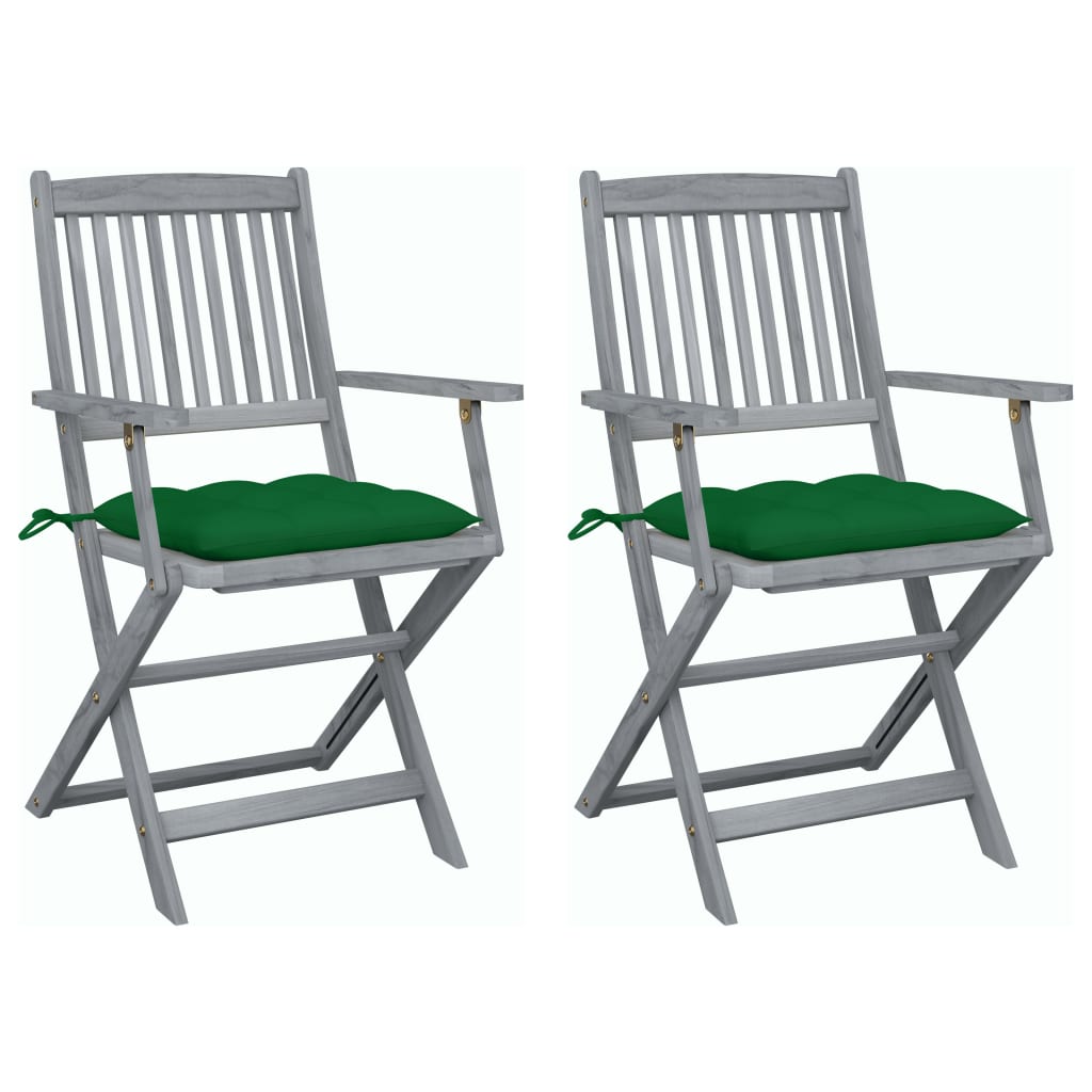 Tuinstoelen Inklapbaar Met Kussens Massief Acaciahout 2 Groen