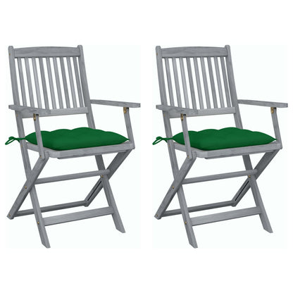 Tuinstoelen Inklapbaar Met Kussens Massief Acaciahout 2 Groen