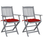 Tuinstoelen inklapbaar massief acaciahout rood 2 stuks