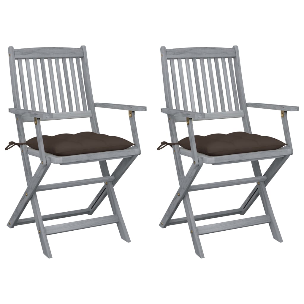 Tuinstoelen Inklapbaar Met Kussens Massief Acaciahout 2 Taupe