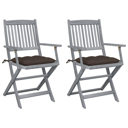 Tuinstoelen Inklapbaar Met Kussens Massief Acaciahout 2 Taupe