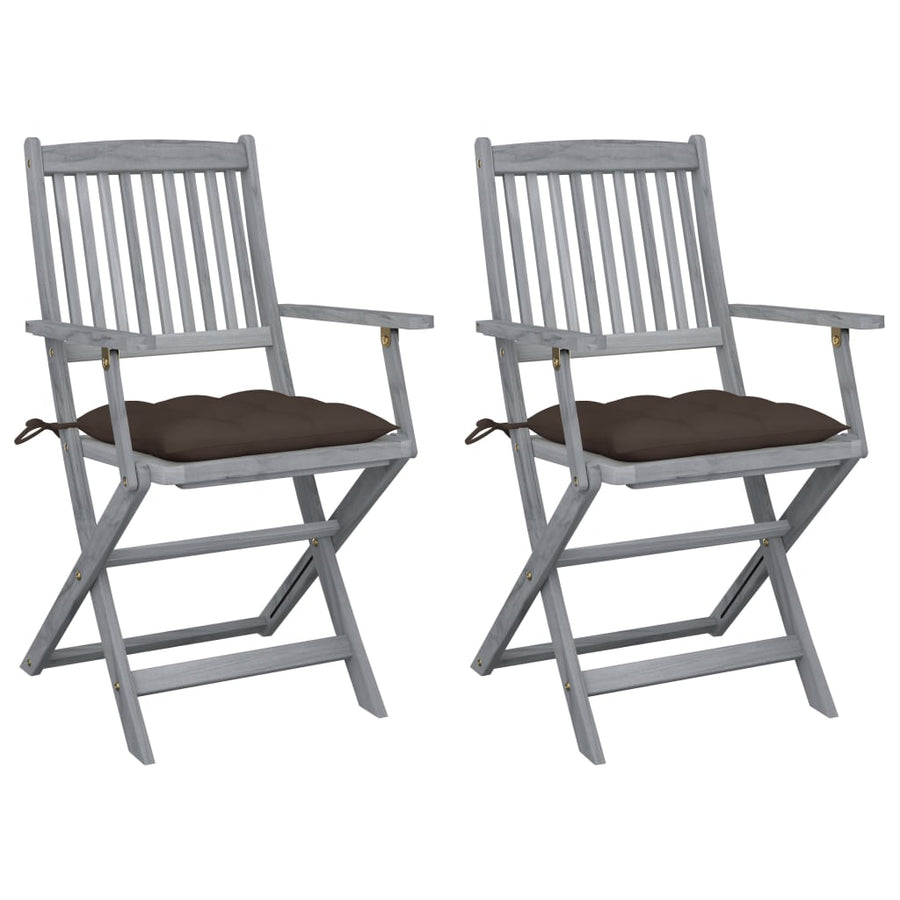 Tuinstoelen Inklapbaar Met Kussens Massief Acaciahout 2 Taupe