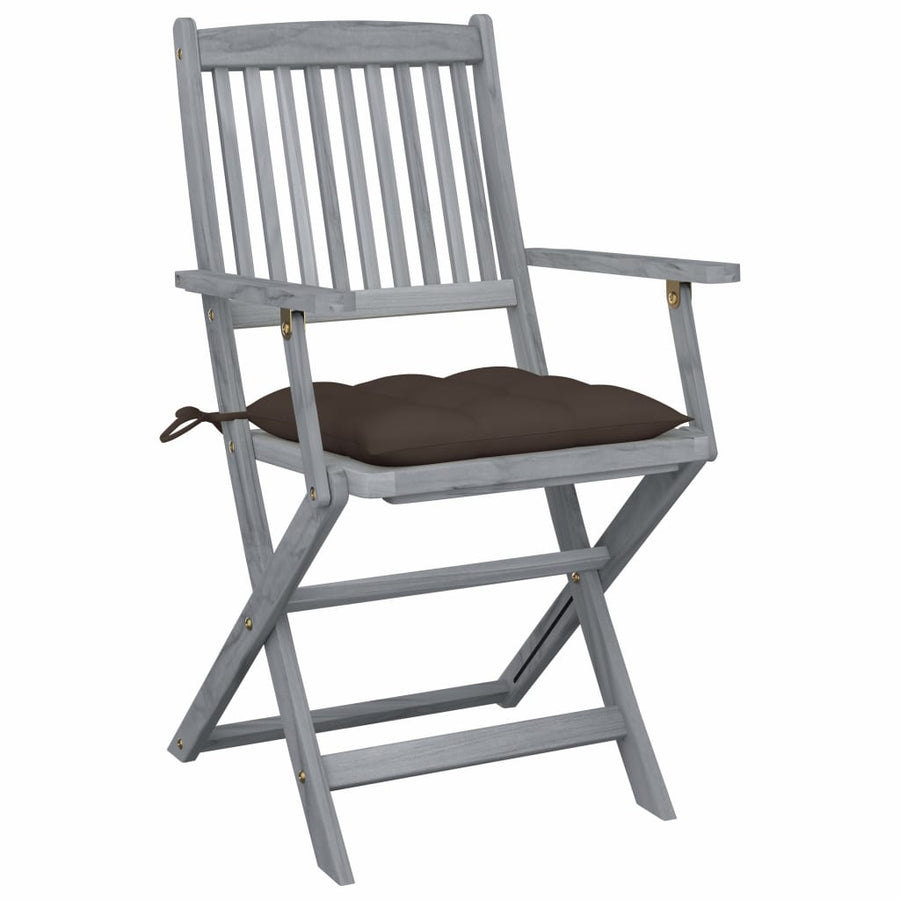 Tuinstoelen Inklapbaar Met Kussens Massief Acaciahout 2 Taupe