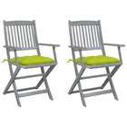 Garden Chairs 2 pcs Foldable with Cushions Solid Acacia Wood