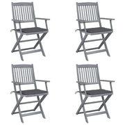 Folding Garden Chairs 4 pcs with cushions solid acacia wood