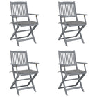 Folding Garden Chairs 4 pcs with cushions solid acacia wood