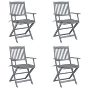 Folding Garden Chairs 4 pcs with cushions solid acacia wood