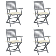 Folding Garden Chairs 4 pcs with cushions solid acacia wood