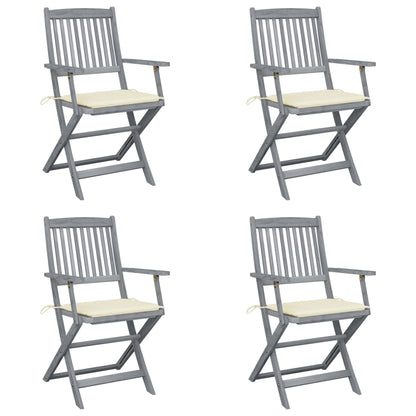 Tuinstoelen Inklapbaar Met Kussens Massief Acaciahout 4 Crème