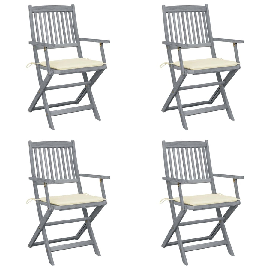 Tuinstoelen Inklapbaar Met Kussens Massief Acaciahout 4 Crème
