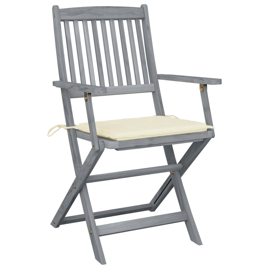 Tuinstoelen Inklapbaar Met Kussens Massief Acaciahout 4 Crème