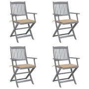 Garden Chairs 4 Pcs Foldable With Cushions Solid Acacia Wood