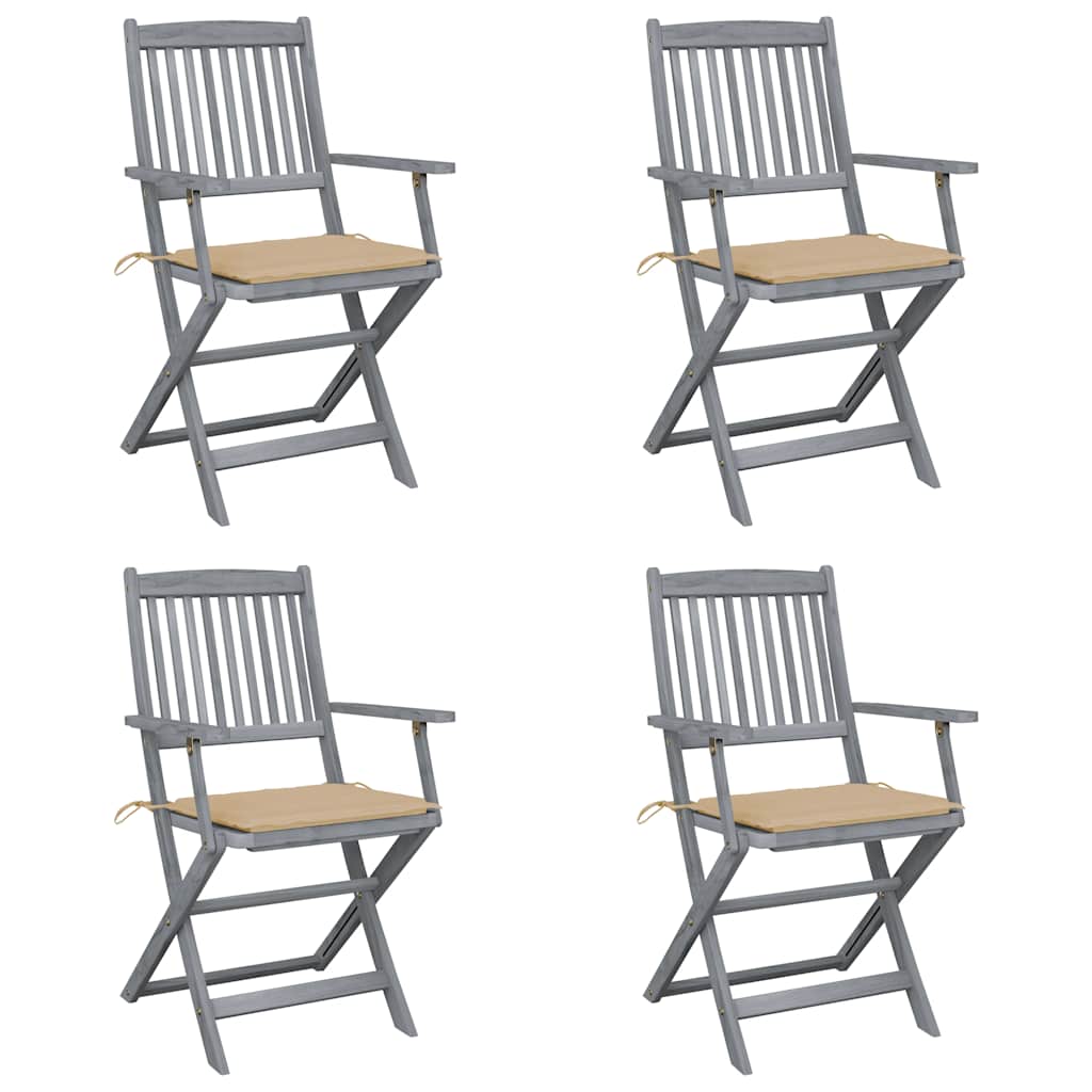 Tuinstoelen 4 St Inklapbaar Met Kussens Massief Acaciahout