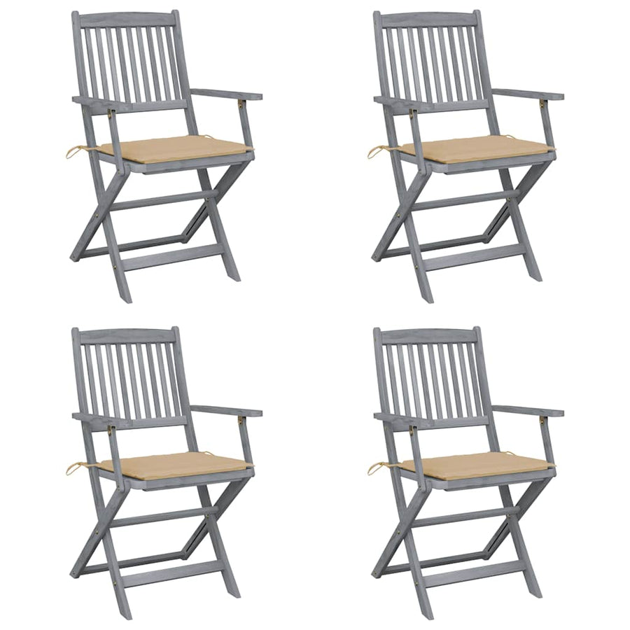 Tuinstoelen 4 St Inklapbaar Met Kussens Massief Acaciahout