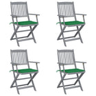 Folding Garden Chairs with Cushions Solid Acacia Wood 4