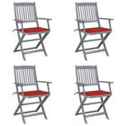 Tuinstoelen 4 stuks massief acaciahout inklapbaar rood