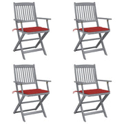 Tuinstoelen 4 stuks massief acaciahout inklapbaar rood