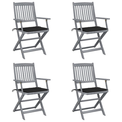 Tuinstoelen 4 St Inklapbaar Met Kussens Massief Acaciahout 1 Zwart