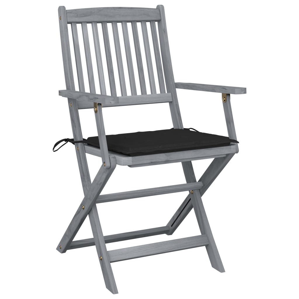Tuinstoelen 4 St Inklapbaar Met Kussens Massief Acaciahout 1 Zwart