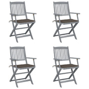 Folding Garden Chairs 4 pcs with cushions solid acacia wood
