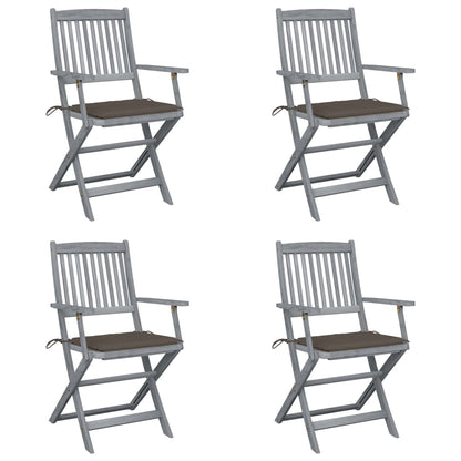 Tuinstoelen 4 St Inklapbaar Met Kussens Massief Acaciahout Taupe